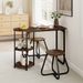 3-Piece Industrial Dining Table Set For Small Space Adjustable Foot 2 Side Shelves For Dining, Relaxing, Or Working_maomaolike.com