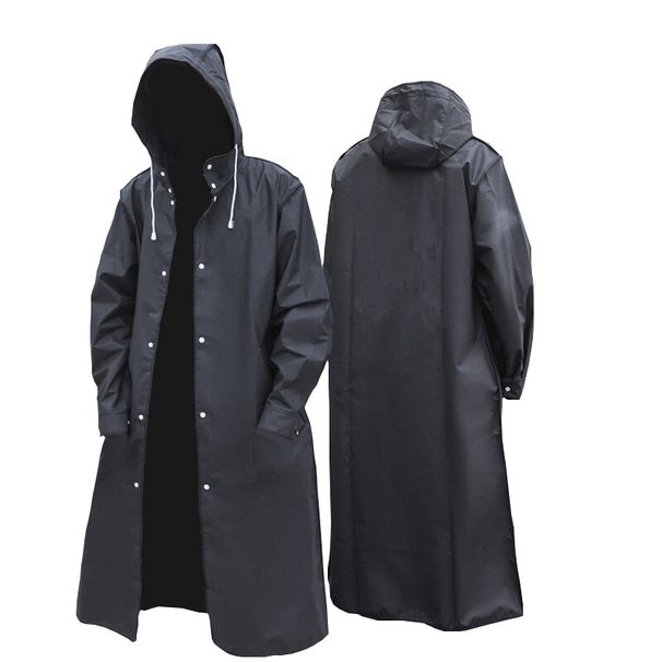 Black Fashion Adult Waterproof Long Raincoat Women Men Rain Coat Hooded For Outdoor Hiking Travel Fishing Climbing_maomaolike.com