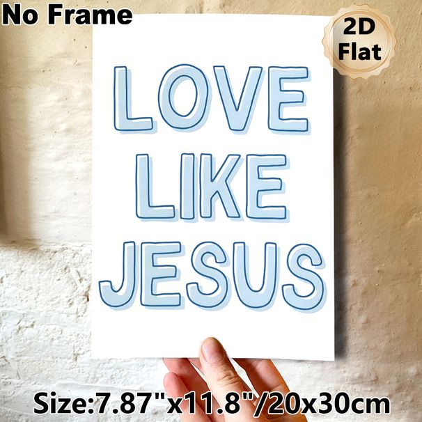"Love Like Jesus" Religious Painting Poster, Soft Blue Minimalist Typographic Poster, Warm Spiritual Message Suitable For Home, Living Room Or Prayer_maomaolike.com