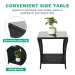 Outdoor Patio Wicker Side Table, Square End Table Bistro Coffee Table With Glass Top Storage Shelf For Porch Garden Backyard Black(SAME AS 70525212 )_maomaolike.com