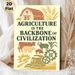 Agriculture Themed Painting Poster, Vintage Rustic Farm & Livestock Scene Poster, Inspirational Agriculture Quote Design Ideal For Home Office_maomaolike.com