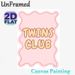 Twins Club Themed Painting Poster, Soft Pink Wavy Border Cute Retro Lettering Poster, Warm Playful Decor Idea For Bedroom & Family Living Space_maomaolike.com