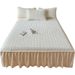 Coral Milk Velvet Quilted Single Piece Thickened Lace Sheet Fleece Flannel Bed Cover With Skirt Edge_maomaolike.com
