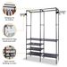Clothing Rack Clothes Rack, 66'' Multifunctional Garment Rack For Hanging Clothes, 4 Tiers Portable Closet Rack With 4 Hooks & 2 Hanging Rods, Coated Metal Freestanding Closet Wardrobe System, Black_maomaolike.com