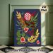 Fruit & Foliage Themed Painting Poster, Vibrant Hand-drawn Colorful Pomegranate, Fig & Berry Arrangement Poster, Eye-catching Botanical Decor For_maomaolike.com