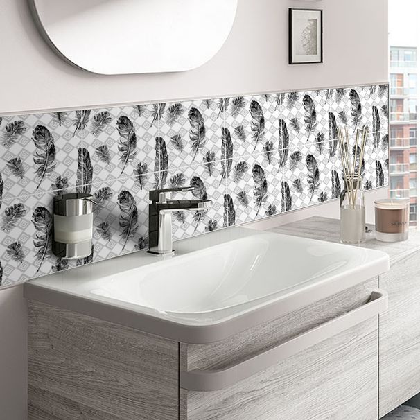 20*20cm*30 Pieces Set Feather Pattern Peel And Stick Tile Stickers – Waterproof Self-Adhesive Wall Decals For Bathroom & Kitchen Backsplash_maomaolike.com