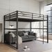 Metal Loft Bed Full Size, Loft Bed Frame With Safety Guard Rails & Flat Ladder, Twin Loft Bed For Kids Teens Adults, Black_maomaolike.com