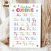 French Cursive Alphabet Painting Poster, Vibrant Colorful Star-adorned Cursive Chart Poster, Supports Cursive Writing Learning, Ideal For Study Areas_maomaolike.com
