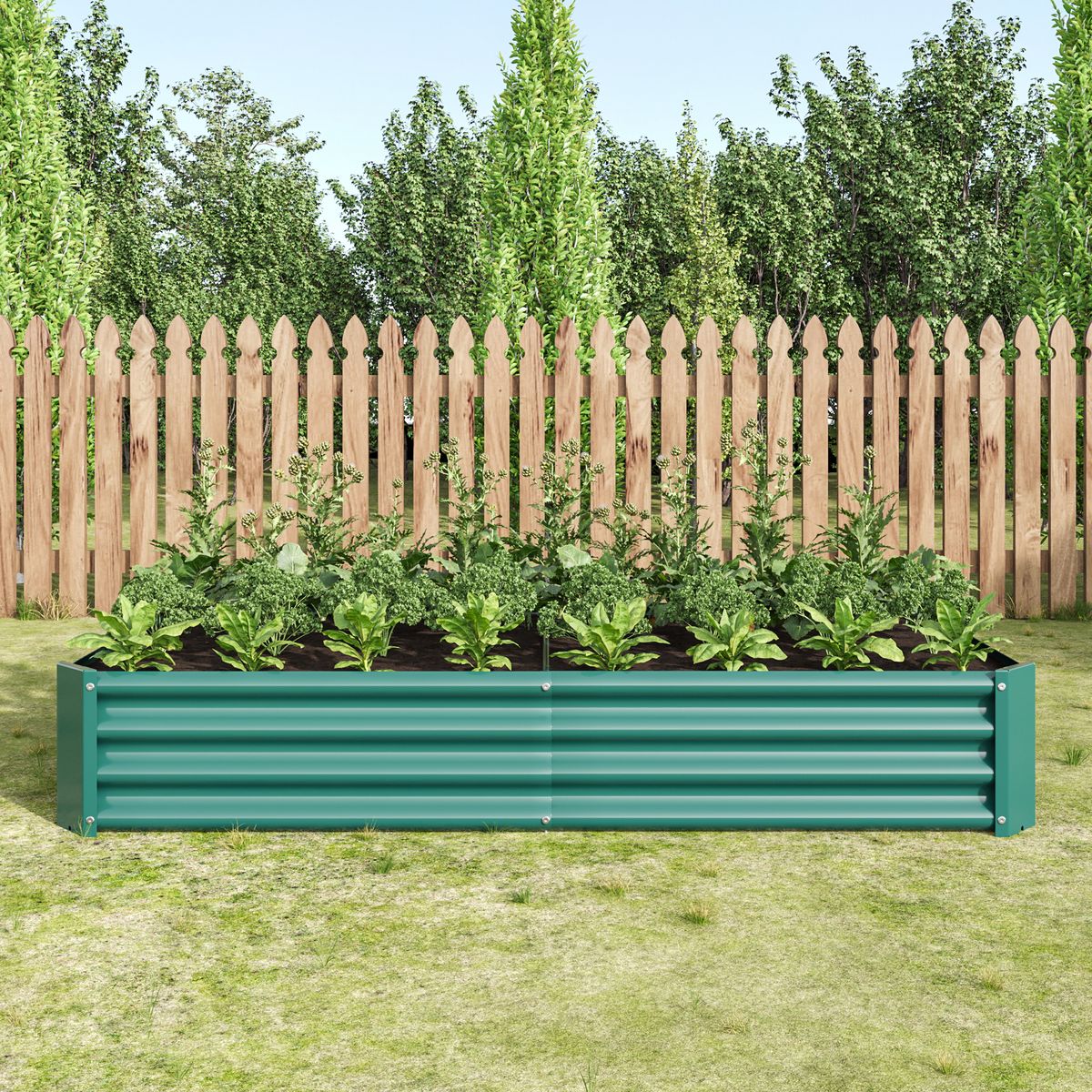 Raised Garden Bed Outdoor, 6×3×1ft , Metal Raised Rectangle Planter Beds For Plants, Vegetables, And Flowers - Green_maomaolike.com