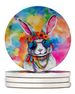 Hippie Animal Rabbit Large Sandstone Coasters Pack Of 4 Absorbent Round Coasters Decor Gifts For Men Or Women, 4 In, Multicolor_maomaolike.com