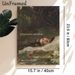Melancholy Themed Painting Poster, Vintage Oil Painting Style Poster, Features A Woman Afloat In Water With Poetic Text And Water Lilies, Evokes_maomaolike.com