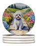 Maltipoo Spring Path Large Sandstone Coasters Pack Of 4 Absorbent Round Coasters Decor Gifts For Men Or Women, 4 In, Multicolor_maomaolike.com