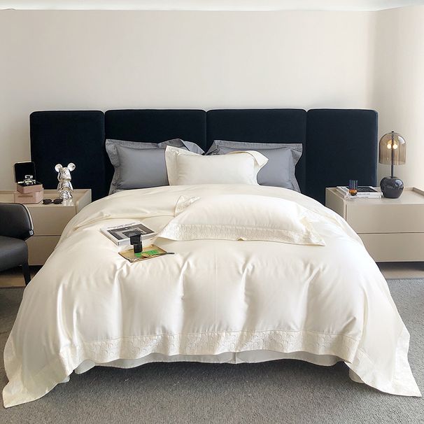 Luxury High-End Feel 200-Count Long-Staple Pure Four-Piece Set 100% Cotton Duvet Cover Bed Sheet Hotel Bedding_maomaolike.com