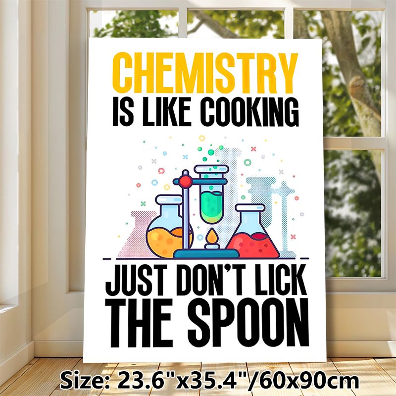 Chemistry Humor Painting Poster, Vibrant Cartoon Labware & Witty Quote Poster, Lighthearted Chemistry-themed Decor Ideal For Home Office, Lab Or Study_maomaolike.com