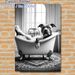 Dog In Bathtub Painting Poster, Monochrome Vintage Bathtub Scene Poster, Playful Whimsical Design, Ideal For Bathroom And Living Room Decor_maomaolike.com