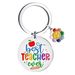 Classic color keychain pendant flower car keychain English lettering metal tag stainless steel keychain_maomaolike.com