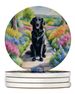 Flat-Coated Retriever Spring Path Large Sandstone Coasters Pack Of 4 Absorbent Round Coasters Decor Gifts For Men Or Women, 4 In, Multicolor_maomaolike.com