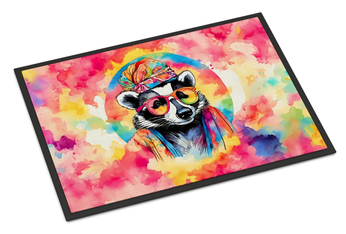 Hippie Animal Badger Doormat Front Door Mat Indoor Outdoor Rugs For Entryway, Non Slip Washable Low Pile, 24H X 36W_maomaolike.com