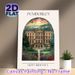Pemberley Manor Painting Poster, Vintage Stained-glass Style Elegant Manor With Sunset & Lush Garden Poster, Charming Literary-inspired Decor Ideal_maomaolike.com