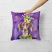 German Shorthaired Pointer King Of Mardi Gras Throw Pillow Machine Washable, Indoor Outdoor Decorative Pillow For Couch, Bed Or Patio, 18Hx18W_maomaolike.com