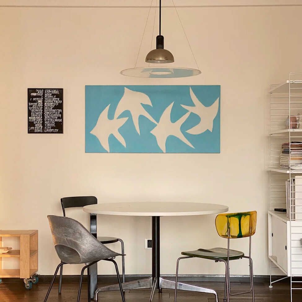 Nordic Blue Peace Dove Hanging Modern Abstract Silhouette Bird Bedroom Minimalist Painting Background Cloth Tablecloth Room_maomaolike.com