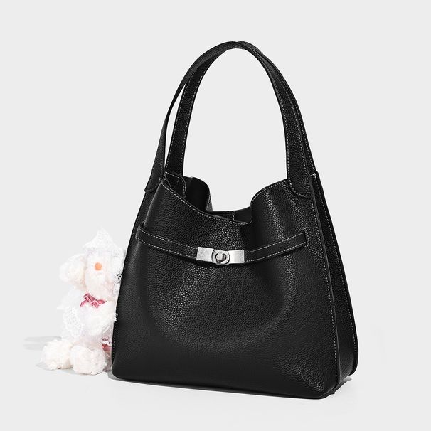 Unique Design Large-capacity Tote High-end Feel, Casual And Laid-back Style, With A Clasp, Can Be Worn As An Underarm Shoulder Bag_maomaolike.com