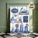 Nautical Bathroom Painting Poster, Vintage Coastal Blue-toned Bathroom Essentials Poster, With Rustic Shelves & Playful Signs, Adds Cozy Tidy Vibe For_maomaolike.com