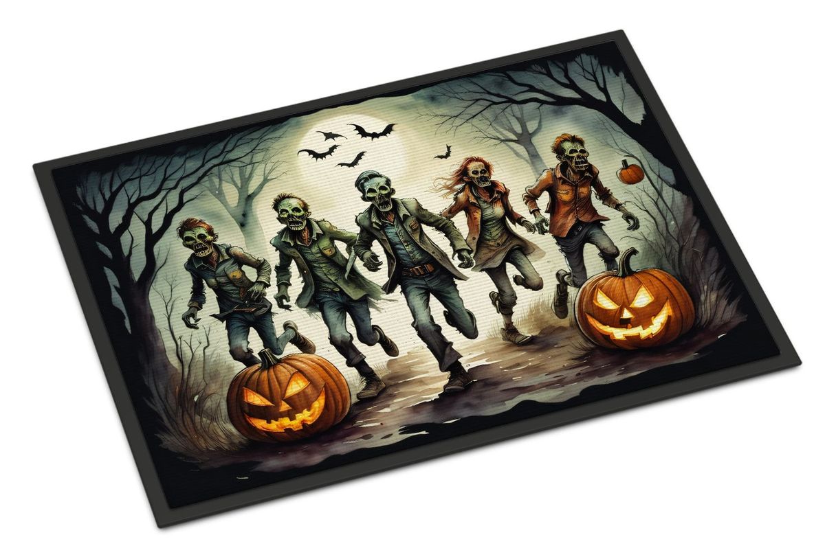 Zombies Spooky Halloween Doormat Front Door Mat Indoor Outdoor Rugs For Entryway, Non Slip Washable Low Pile, 24H X 36W_maomaolike.com