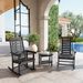 2 Pieces Outdoor Rocking Chairs, HDPE Patio Rockers With 28" High Back, Wide Armrests For Porch Backyard, Black_maomaolike.com