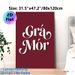 Grá Mór Typography Painting Poster, Deep Burgundy Background With White Ornate Script Poster, Stylish Wall Decor For Living Room, Bedroom_maomaolike.com