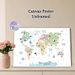 Animal World Map Painting Poster, Soft-toned Cartoon Animal & Continent Map Poster, Educational Geographic Decor Suitable For Study, Living Room_maomaolike.com