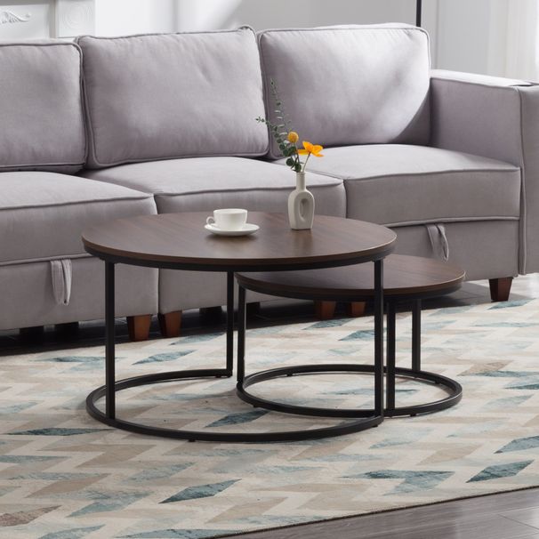 Nesting Round Coffee Table Set Of 2-piece_maomaolike.com