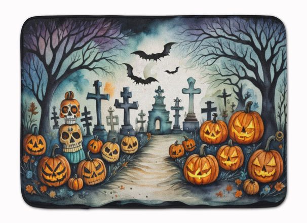 Day Of The Dead Spooky Halloween Memory Foam Kitchen Mat Machine Washable Anti-Fatigue Mat Cushion Comfort Bath Mat Or Kitchen Rug_maomaolike.com