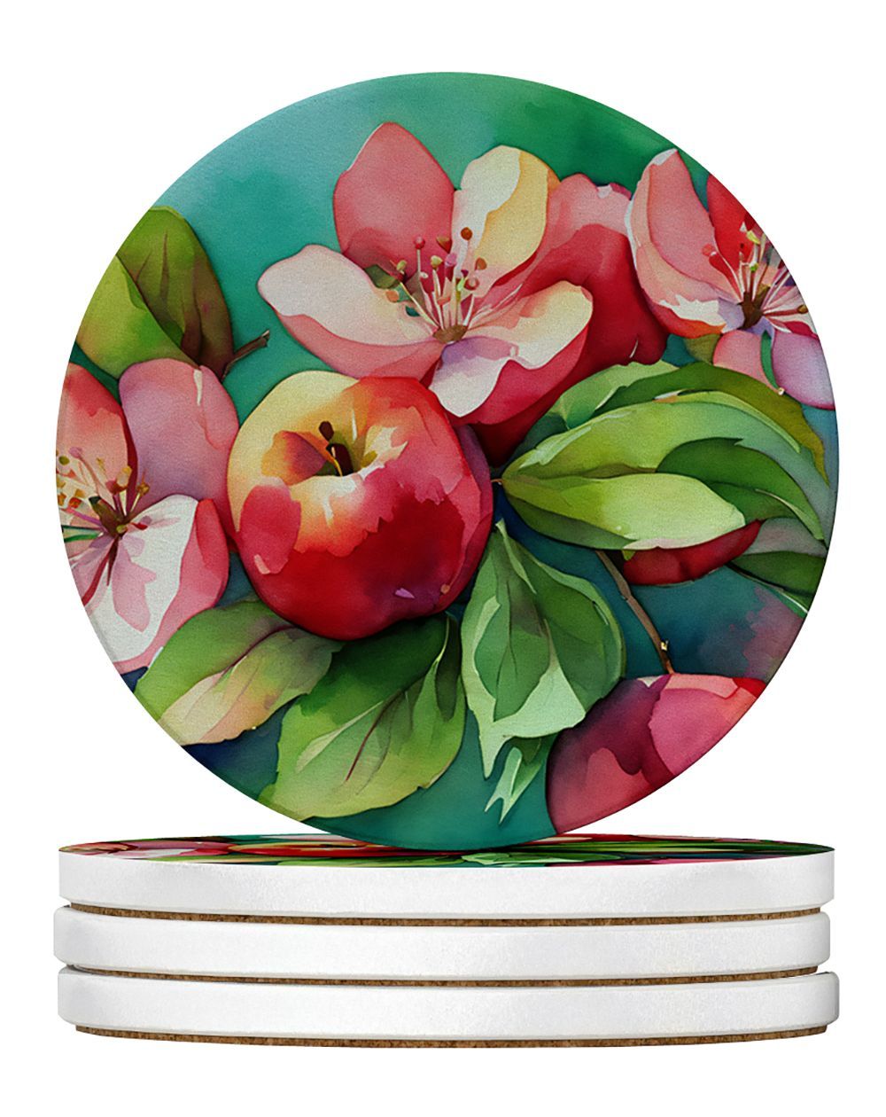 Arkansas Blossom In Watercolor Large Sandstone Coasters Pack Of 4 Absorbent Round Coasters Decor Gifts For Men Or Women, 4 In, Multicolor_maomaolike.com