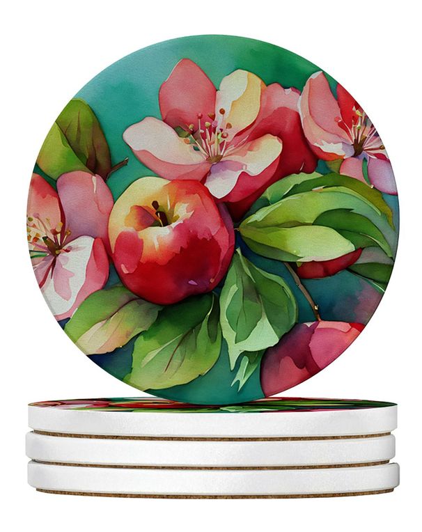 Arkansas Blossom In Watercolor Large Sandstone Coasters Pack Of 4 Absorbent Round Coasters Decor Gifts For Men Or Women, 4 In, Multicolor_maomaolike.com