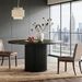 Round Dining Table, Wood Kitchen Table With Sturdy Fluted Metal Base_maomaolike.com