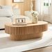 43.70Inch Modern Handcraft Drum Coffee Table Oval Coffee Table For Living Room,Small Wooden Coffee Table With Sturdy Pedestal For Office,ASH Color_maomaolike.com