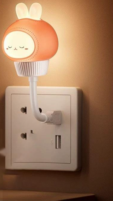 New Smart Voice-Controlled - Little Rabbit And Kitten USB Bedroom Bedside Animal Sound-Controlled Plug-in Night Light_maomaolike.com