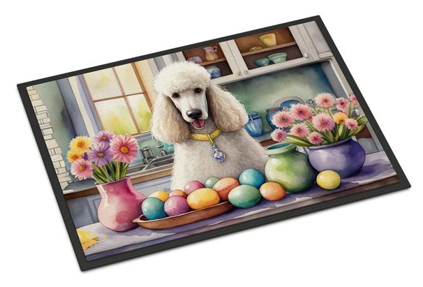 Decorating Easter White Poodle Doormat Front Door Mat Indoor Outdoor Rugs For Entryway, Non Slip Washable Low Pile, 24H X 36W_maomaolike.com