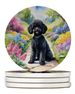 Black Poodle Spring Path Large Sandstone Coasters Pack Of 4 Absorbent Round Coasters Decor Gifts For Men Or Women, 4 In, Multicolor_maomaolike.com