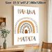 Hakuna Matata Themed Painting Poster, Bohemian Earth-toned Patterned Rainbow With Leaf Accents Poster, Positive Relaxing Decor For Living Room_maomaolike.com