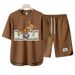 Men's Clothing 2024 Waffle Casual Summer Suit Men's Loose Teen Short sleeved T shirt Shorts Handsome Two piece Suit_maomaolike.com