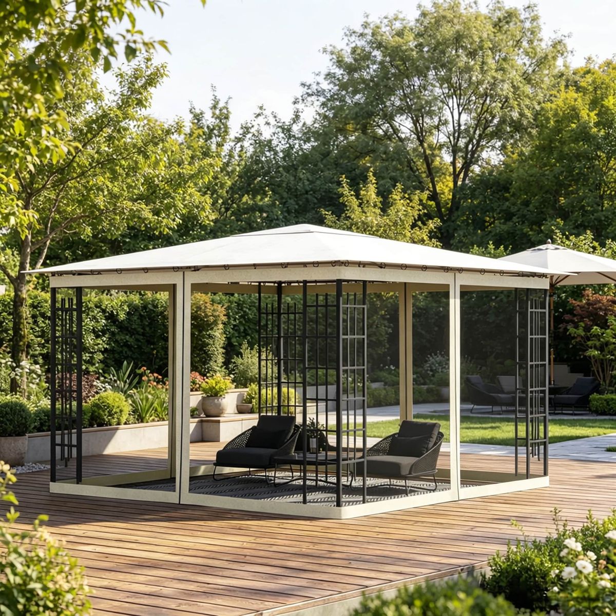 White Replacement Mesh Sidewall Netting For 10' X 12' Gazebos And Canopy Tents With Zippers, (Sidewall Only)_maomaolike.com
