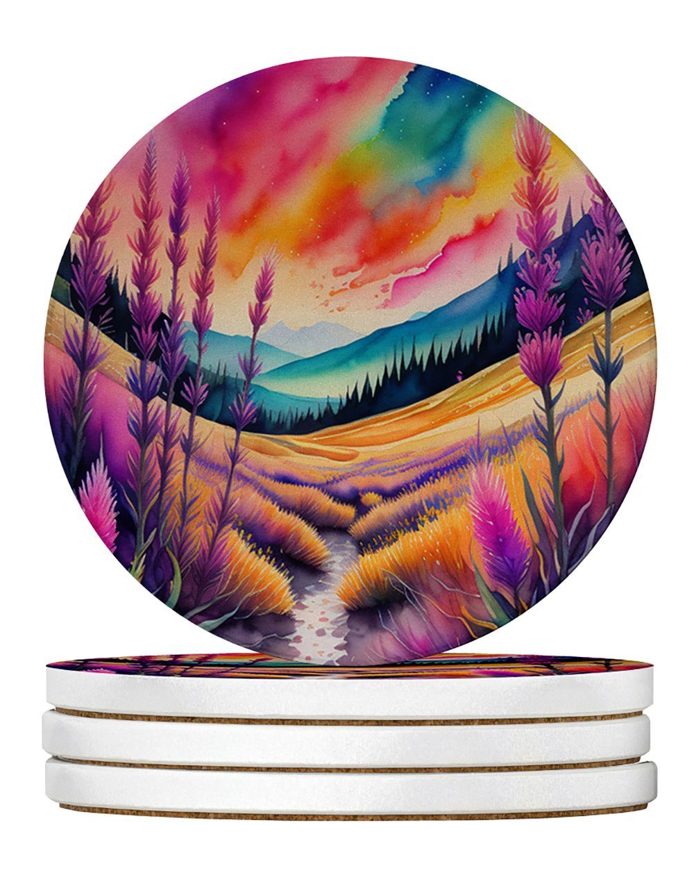 Colorful Liatris Large Sandstone Coasters Pack Of 4 Absorbent Round Coasters Decor Gifts For Men Or Women, 4 In, Multicolor_maomaolike.com