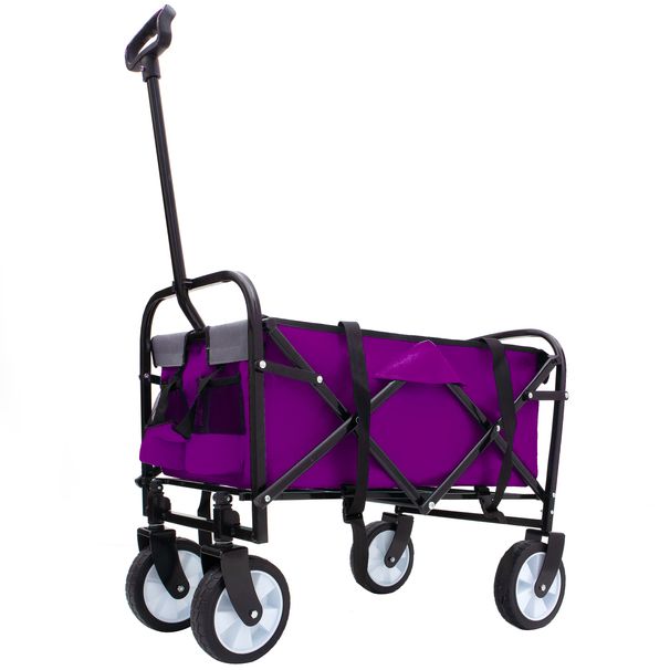 Minimeetall Strap , Collapsible Foldable Wagon Cart With Strapping System Beach Wagon , Utility Cart , Utility Wagon Grocery Cart For Camping Shopping Sports Gardeing Fishing Supports 225lbs Purple_maomaolike.com