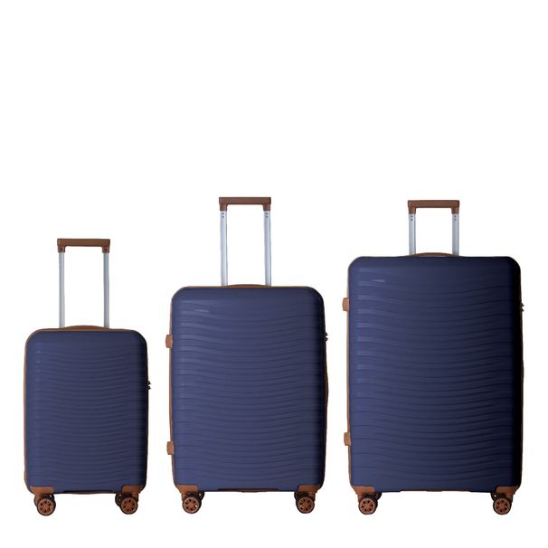 3-Piece Luggage Sets (20", 24", 28"), Suitcase With Wheels, Hardside Suitcase With Four Spinner Wheels And Scratch-Resistant Surface, Navy Blue_maomaolike.com