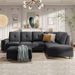 Reversible Sectional Sofa Space Saving With Storage Ottoman Rivet Ornament L-shape Couch For Large Space Dorm Apartment_maomaolike.com