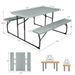 Indoor And Outdoor Folding Picnic Table Bench Set With Wood-like Texture_maomaolike.com