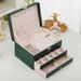Multi-functional Jewelry Box, Three-layer Locked Leather Jewelry Storage Box, Earring And Accessory Box, Ear Accessory Storage Box_maomaolike.com