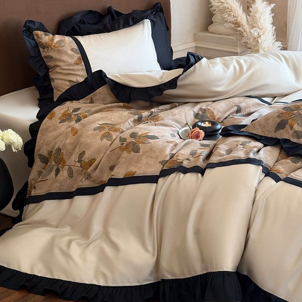 Elegant、Understated 、Hypoallergenic Light Luxury Vintage Style Long-staple Cotton Four-piece Set With American Digital_maomaolike.com